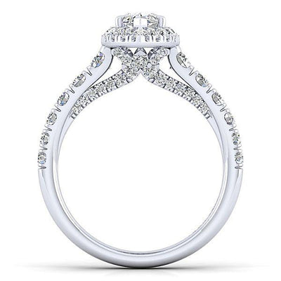 DIAMOND ENGAGEMENT RINGS - 14K White Gold 1.96cttw Marquise Shaped Halo Diamond Engagement Ring
