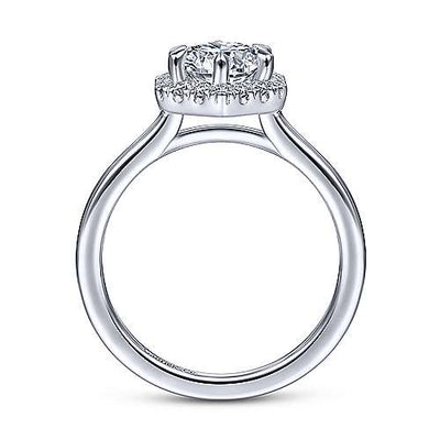 DIAMOND ENGAGEMENT RINGS - 14k White Gold .16cttw Contemporary Hexagon Halo Diamond Engagement Mounting