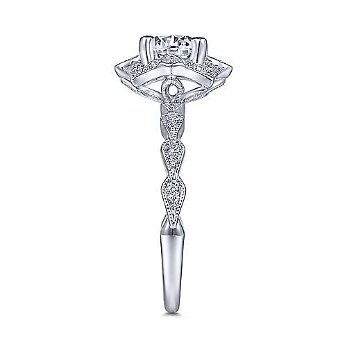 DIAMOND ENGAGEMENT RINGS - 14k White Gold .18cttw Victorian Halo Diamond Engagement Mounting