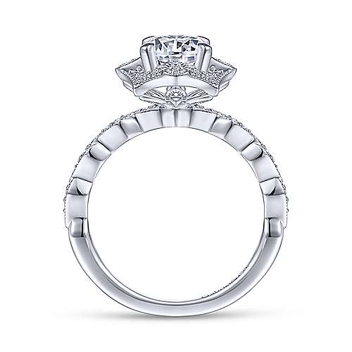 DIAMOND ENGAGEMENT RINGS - 14k White Gold .18cttw Victorian Halo Diamond Engagement Mounting