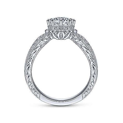 DIAMOND ENGAGEMENT RINGS - 14k White Gold .19cttw Free Form Diamond Engagement Mounting
