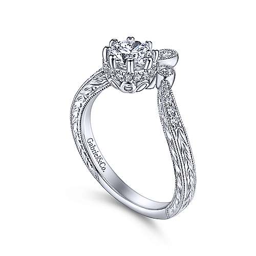 DIAMOND ENGAGEMENT RINGS - 14k White Gold .19cttw Free Form Diamond Engagement Mounting