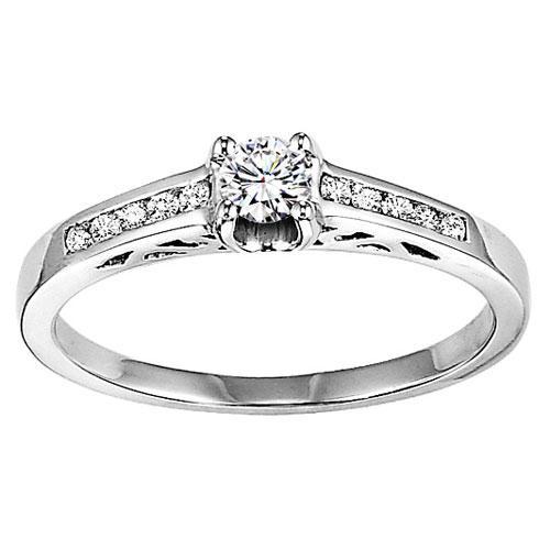 DIAMOND ENGAGEMENT RINGS - 14K White Gold .22cttw Princess Cut Diamond Engagement Ring