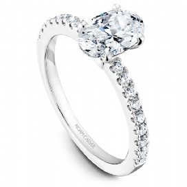 DIAMOND ENGAGEMENT RINGS - 14k White Gold .28cttw Traditional Pave Diamond Engagement Ring