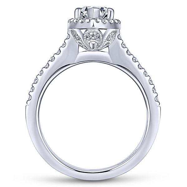 DIAMOND ENGAGEMENT RINGS - 14K White Gold .32cttw Pear Shaped Halo Diamond Engagement Ring