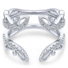 DIAMOND ENGAGEMENT RINGS - 14K White Gold .36cttw Round Diamond With Wide Polished Flared Style Diamond Ring Jacket Wedding Band