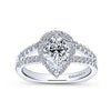 DIAMOND ENGAGEMENT RINGS - 14K White Gold .37cttw Pear Shaped Halo Diamond Engagement Ring