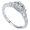 DIAMOND ENGAGEMENT RINGS - 14K White Gold .37cttw Vintage Halo Diamond Engagement Ring