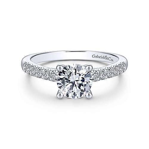 DIAMOND ENGAGEMENT RINGS - 14k White Gold .39cttw Contemporary Round Prong Set Diamond Engagement Mounting