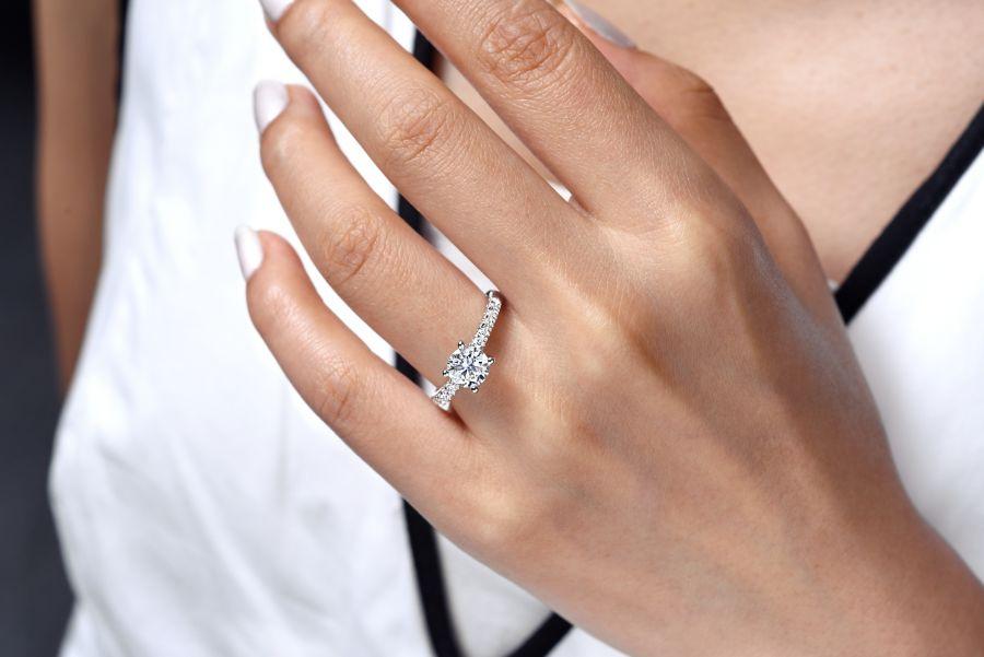 DIAMOND ENGAGEMENT RINGS - 14k White Gold .39cttw Contemporary Round Prong Set Diamond Engagement Mounting