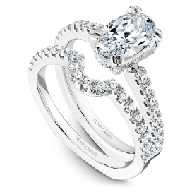 DIAMOND ENGAGEMENT RINGS - 14K White Gold .42cttw Traditional Pave Diamond Engagement Ring