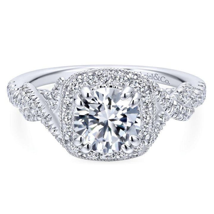 Cushion Shaped Crossover Shank Diamond Ring .67 Cttw 362A