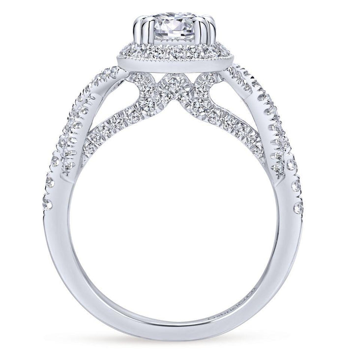 Cushion Shaped Crossover Shank Diamond Ring .67 Cttw 362A