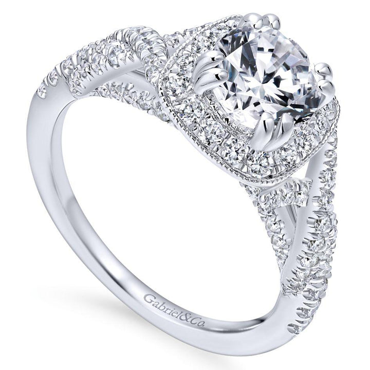 Cushion Shaped Crossover Shank Diamond Ring .67 Cttw 362A