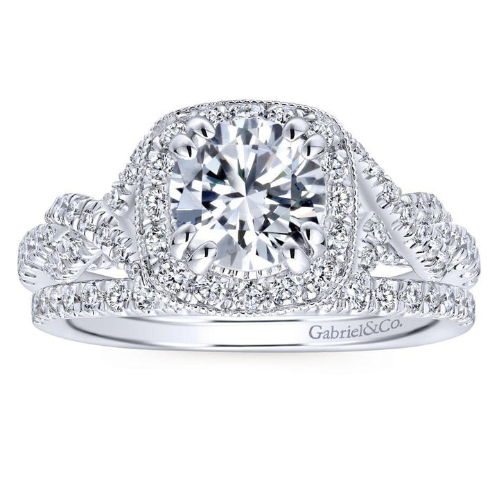 Cushion Shaped Crossover Shank Diamond Ring .67 Cttw 362A