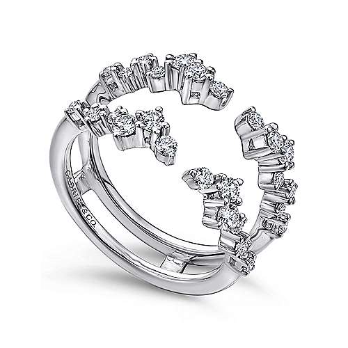 DIAMOND ENGAGEMENT RINGS - 14K White Gold .68cttw Prong Set Constellation Style Diamond Ring Enhancer