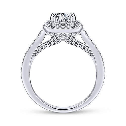 Cushion Shaped Halo Tapered Shank Diamond Ring .76 Cttw 366A