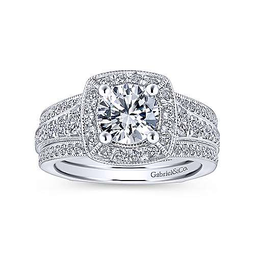 Cushion Shaped Halo Tapered Shank Diamond Ring .76 Cttw 366A