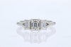 DIAMOND ENGAGEMENT RINGS - 14K White Gold .92cttw Emerald Cut 3-Stone Diamond Engagement Ring