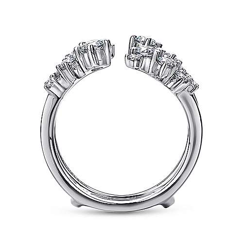 DIAMOND ENGAGEMENT RINGS - 14K White Gold .97cttw Prong Set Asymmetrical Constellation Style Diamond Ring Jacket Wedding Band