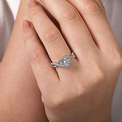 Criss Crossed Round Diamond Ring .20 Cttw 14K White Gold 180A