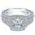 Radiant Cut Halo Diamond Ring  .61 Cttw 14K White Gold 340A