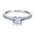 Engraved Solitaire Round Diamond Ring 14K White Gold 220A