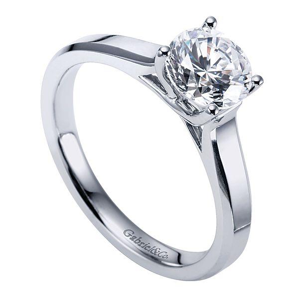 DIAMOND ENGAGEMENT RINGS - 14k White Gold Solitaire Round Diamond Cathedral Engagement Ring Mounting