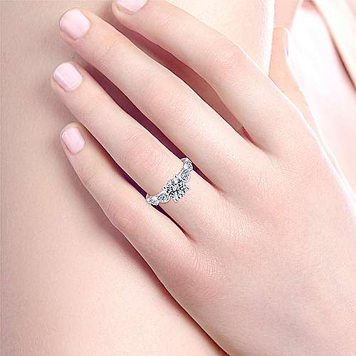 Vintage Station Round Diamond Ring .46 Cttw 14K White Gold 386A