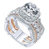 DIAMOND ENGAGEMENT RINGS - 18K Rose And White Gold Stacked Vintage 5-Band Style Diamond Engagement Ring