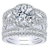 DIAMOND ENGAGEMENT RINGS - 18K White Gold Vintage Trellis Stack Diamond Engagement Ring