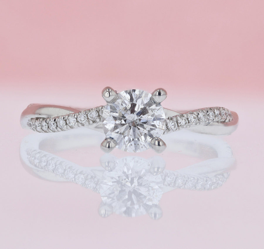 DIAMOND ENGAGEMENT RINGS - Grace - Criss-cross 7/8cttw Round Diamond Engagement Ring