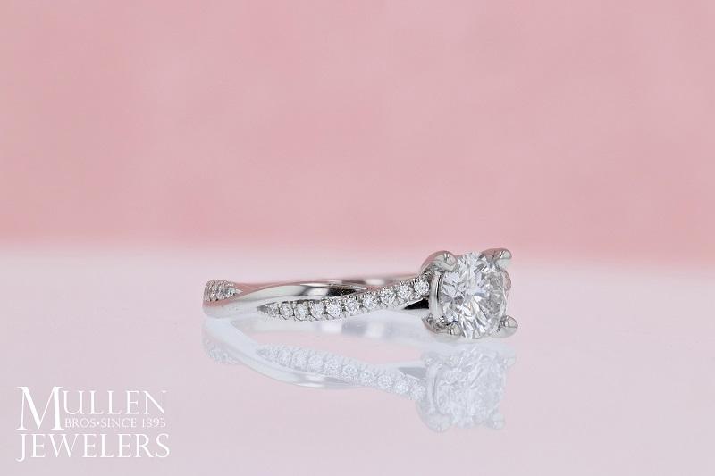DIAMOND ENGAGEMENT RINGS - Grace - Criss-cross 7/8cttw Round Diamond Engagement Ring