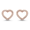 DIAMOND JEWELRY - 14K Rose Gold Diamond Heart Shaped Halo Stud Earrings