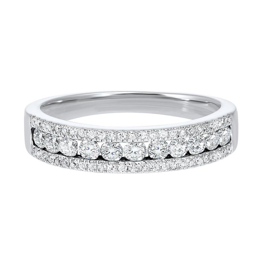 DIAMOND JEWELRY - 14K White Gold 1/2cttw Three Row Diamond Band