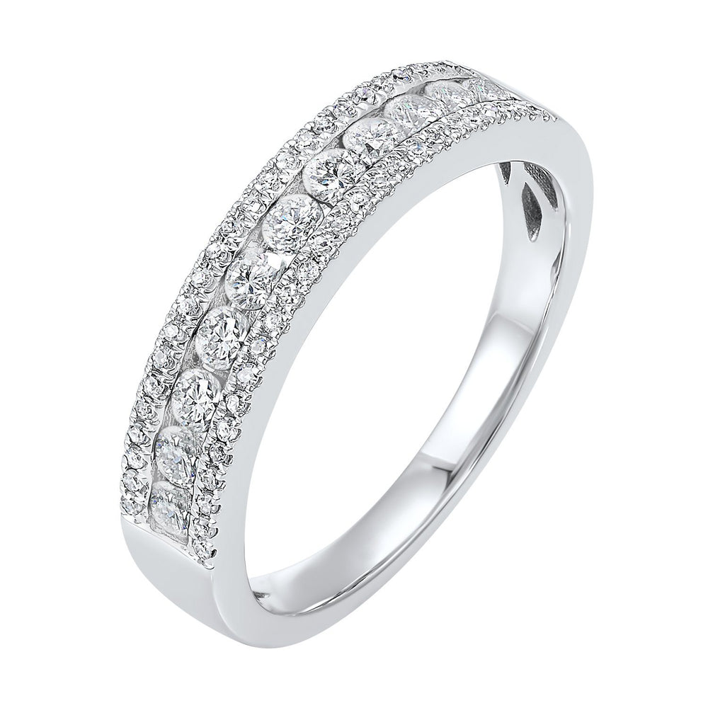 DIAMOND JEWELRY - 14K White Gold 1/2cttw Three Row Diamond Band