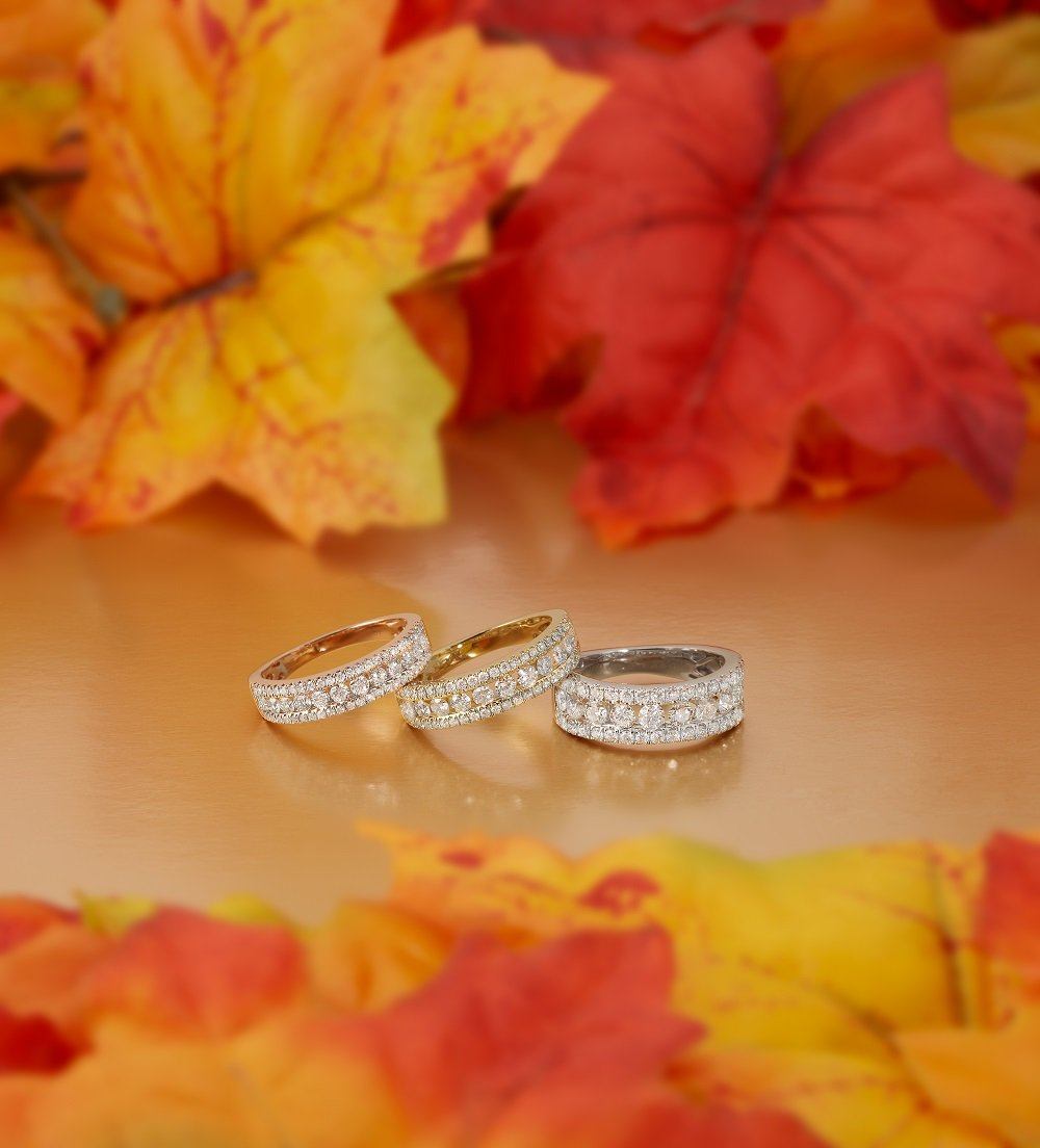 DIAMOND JEWELRY - 14K White Gold 1cttw Three Row Diamond Band