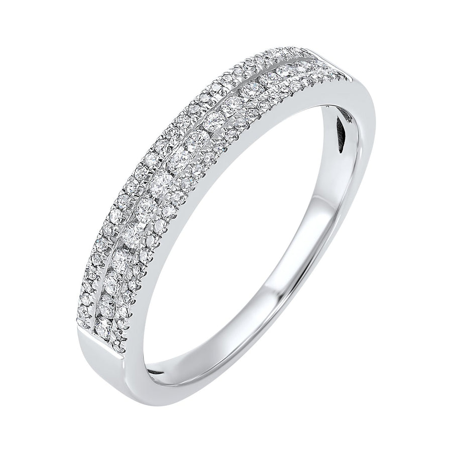 DIAMOND JEWELRY - 14K White Gold .25cttw Three Row Diamond Channel Band