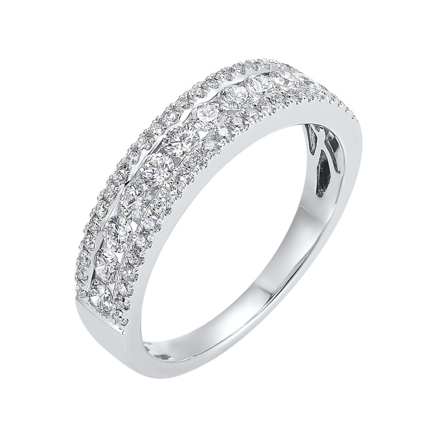 DIAMOND JEWELRY - 14K White Gold .75cttw Three Row Diamond Channel Band