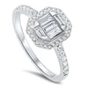 DIAMOND JEWELRY - 14K White Gold Baguette Halo 1/2cttw Diamond Ring