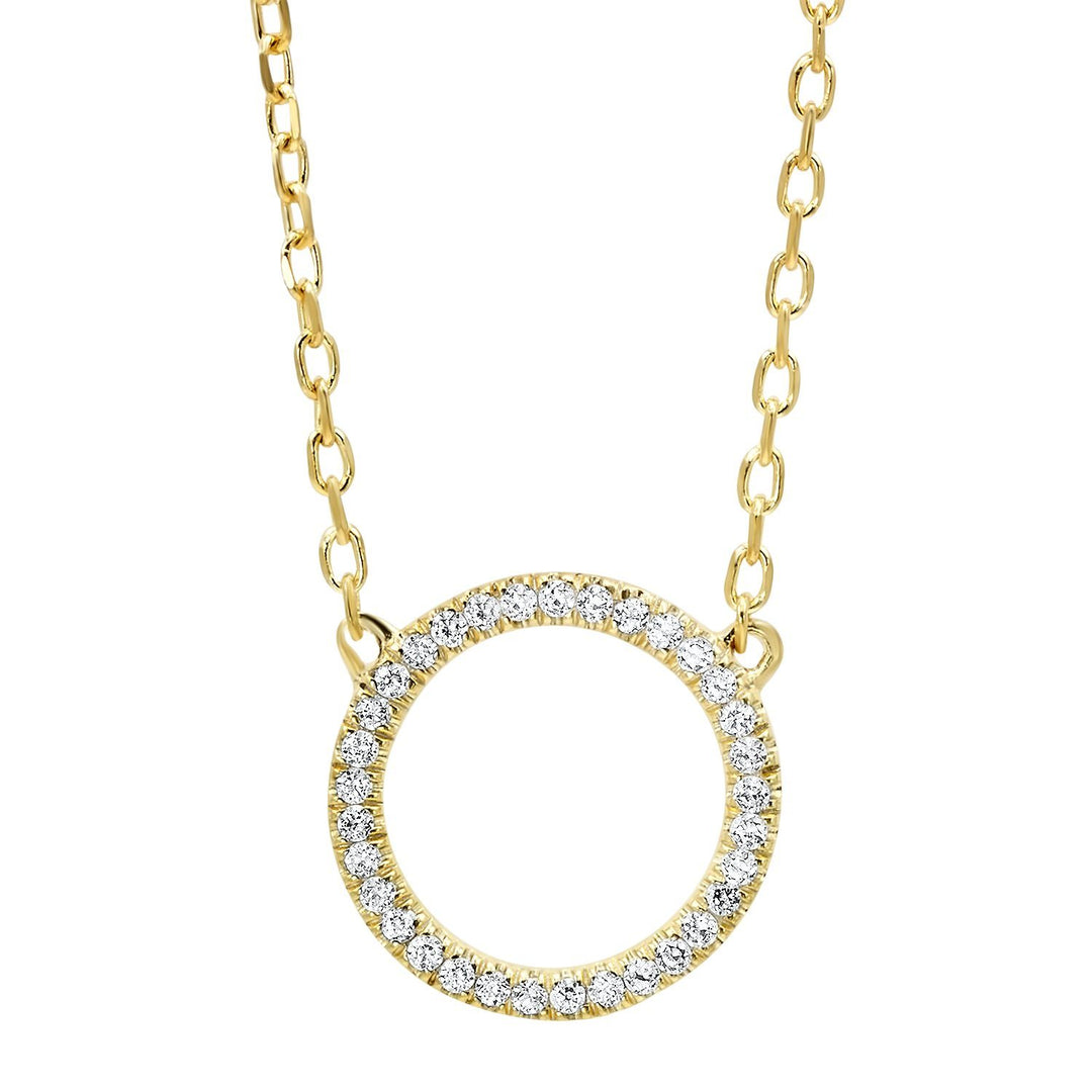 DIAMOND JEWELRY - 14K Yellow Gold Dainty Diamond Circle Necklace