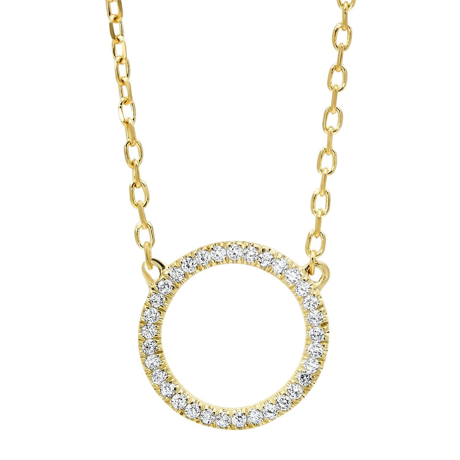 DIAMOND JEWELRY - 14K Yellow Gold Dainty Diamond Circle Necklace