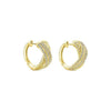 DIAMOND JEWELRY - 14K Yellow Gold Pave Diamond Crossover Huggie Earrings