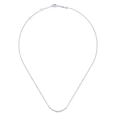 DIAMOND JEWELRY - Curved Common Prong Graduated Bar Diamond Necklace
