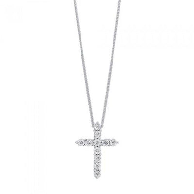 DIAMOND JEWELRY - Sterling Silver 1/10cttw Diamond Cross Necklace