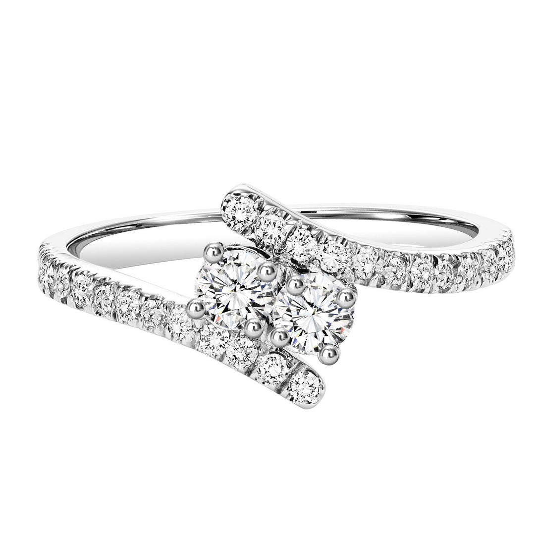 DIAMOND JEWELRY - Twogether Sterling Silver 1/4cttw 2-Stone Plus Bypass Diamond Ring