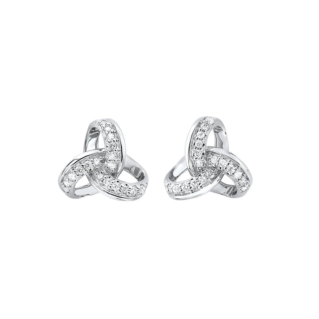 EARRINGS - 10k White Gold 1/10cttw Diamond Endless Trinity Knot Stud Earrings