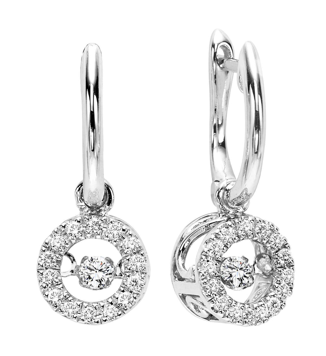 EARRINGS - 14K 1cttw Rhythm Of Love Diamond Halo Drop Earrings