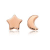 EARRINGS - 14K Rose Gold Star And Moon 8mm Flat Stud Earrings
