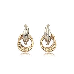 EARRINGS - 14K Two-Tone Yellow And White Gold Door Knocker Stud Earrings